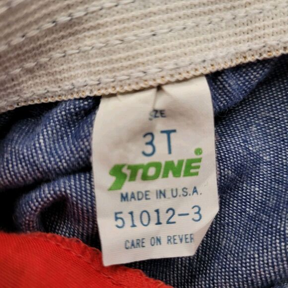Vintage Stone Overalls Blue Denim Jean Girls Size 3T Embroidered Adjustable USA - Picture 8 of 9